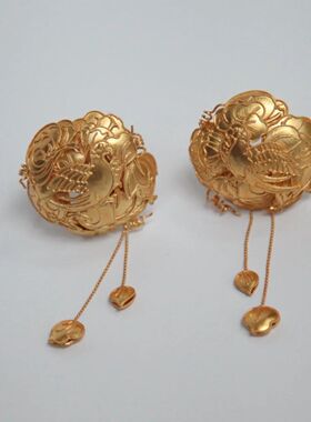 非遗花丝鹦鹉团钗唐代风格古法黄金色古典国风发簪精致百搭高级感