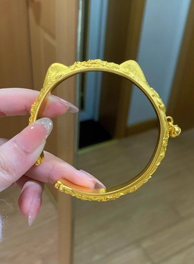 哈基米小猫铃铛手镯可爱精致甜美气质高级设计感手工錾刻精美手环