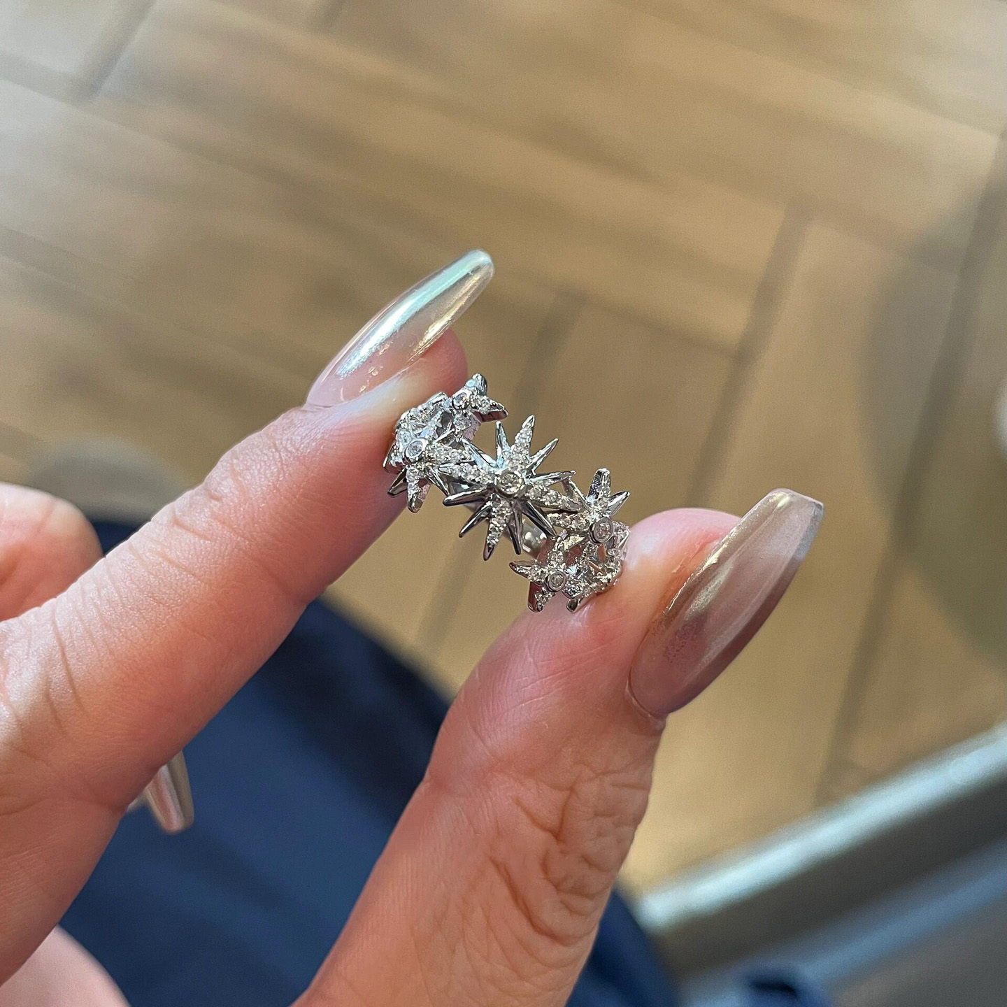 爆闪银色仿闪钻星芒戒指女轻奢高级感食指戒小众设计独特百搭指环