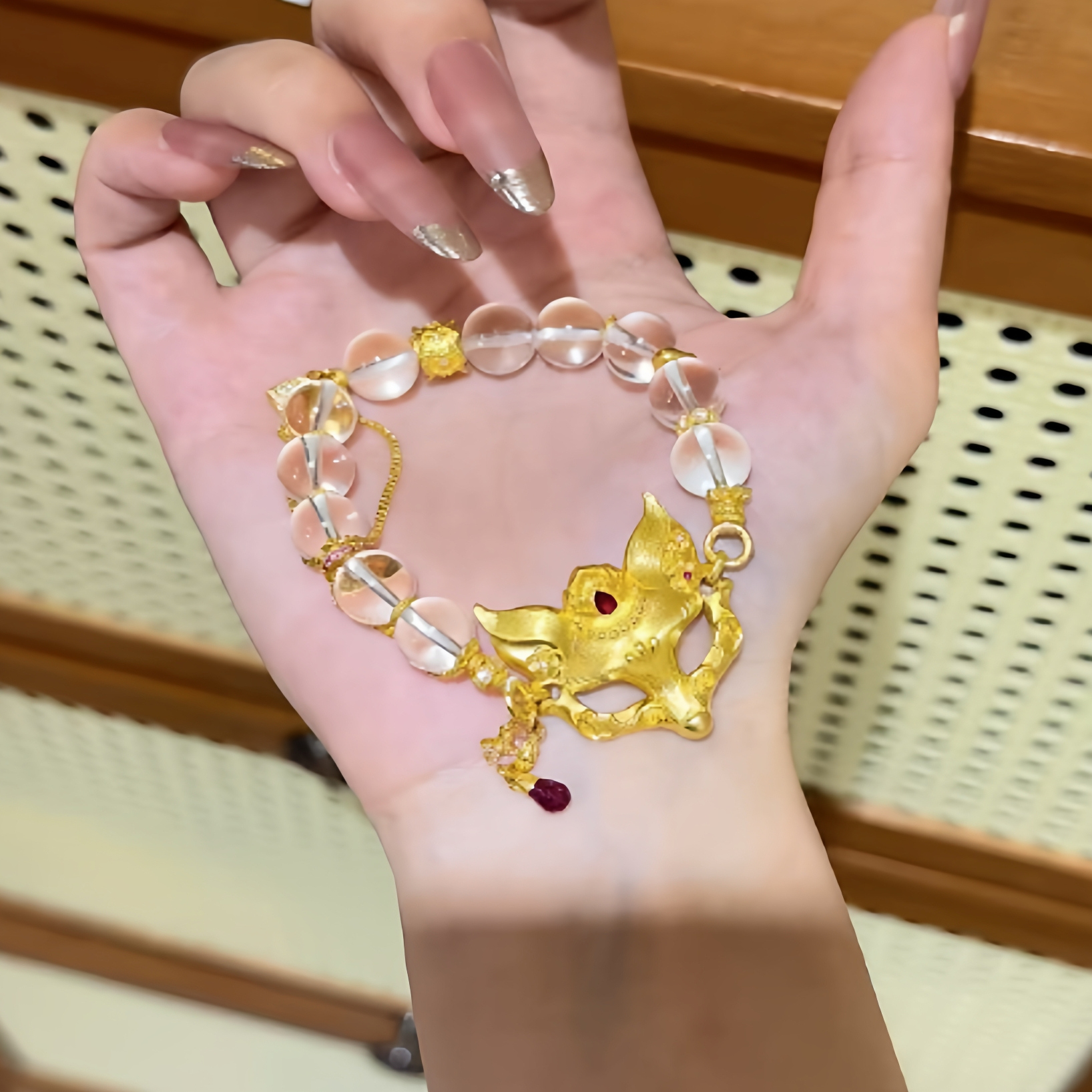 澜焰狐面手链女款手工精致狐狸面具新中式国风水晶手串珠子手饰品