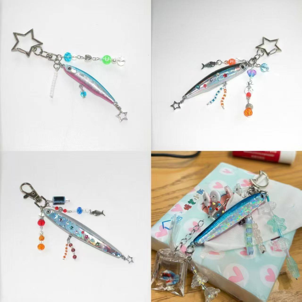 Fish Keychain 鱼钩钥匙扣背包挂件创意diy2025新款简约时尚配饰