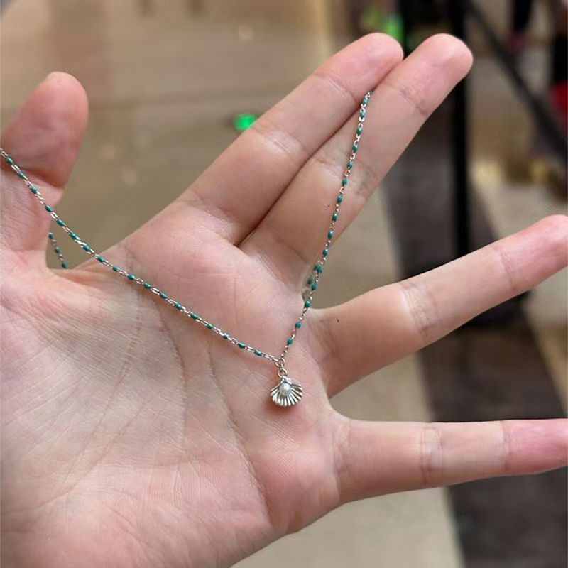 新中式青石小径贝壳串珠锁骨链