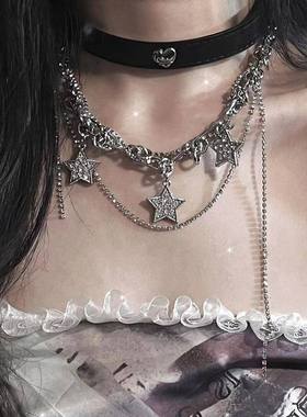 星星暗黑项链亚比风文化冷淡风甜酷辣妹多层钛钢锁骨链y2k配饰