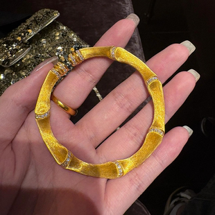 「富贵竹」新中式金色拉丝竹节手镯古法独特设计国风高颜值女手饰