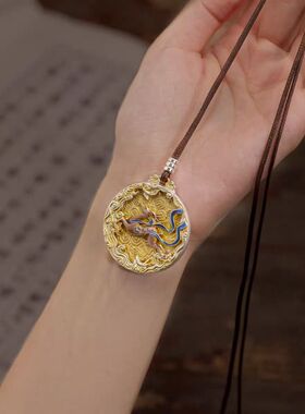 「遇见神鹿」新中式珐琅彩吉言吊坠项链奢华敦煌风吉祥如意锁骨链