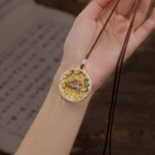 「遇见神鹿」新中式珐琅彩吉言吊坠项链奢华敦煌风吉祥如意锁骨链