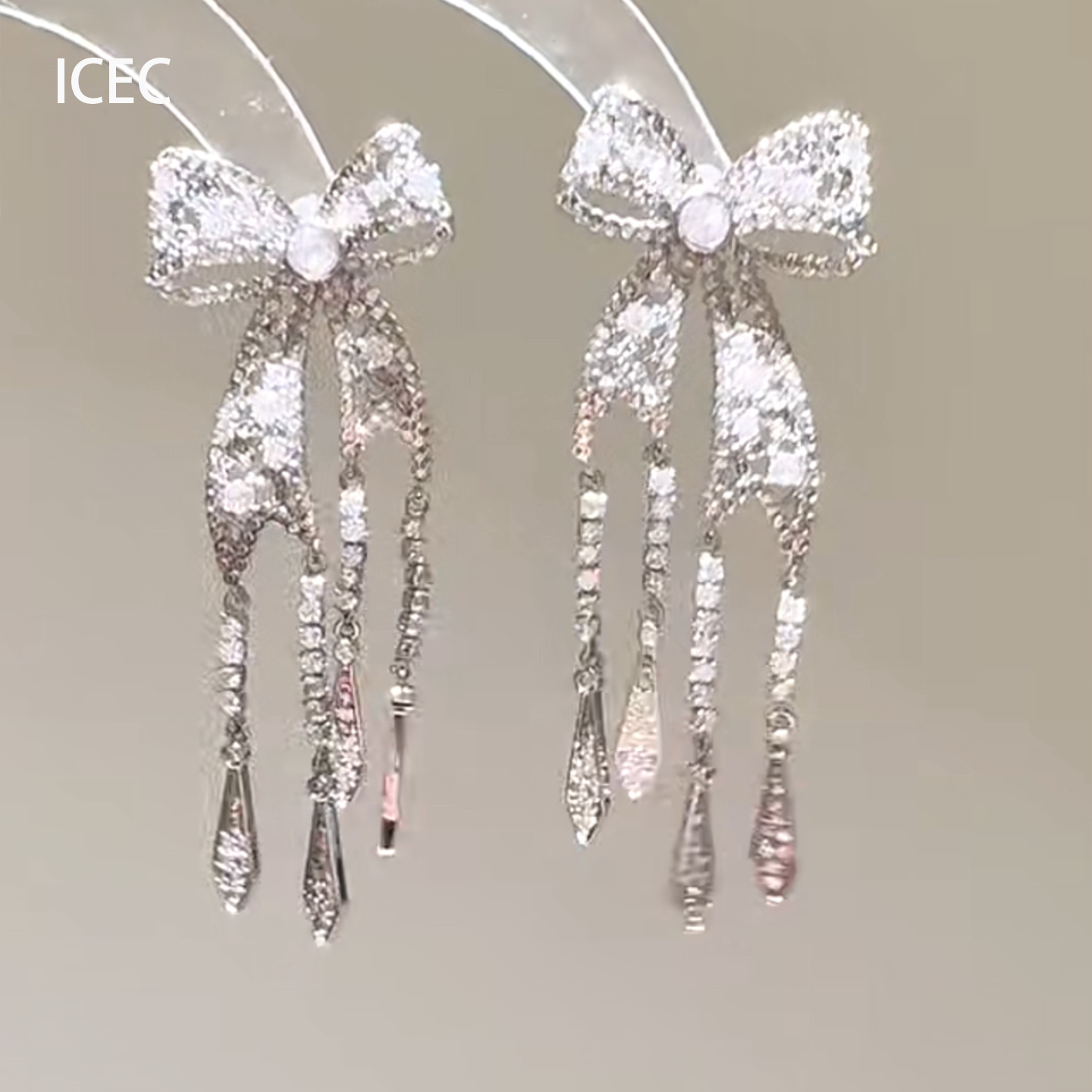 满钻飘带蝴蝶结耳钉女冷淡风耳环轻奢小众设计感高级感耳饰潮气质