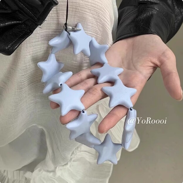 欧美风ins彩色立体五角星星多巴胺手机包包相机挂件挂绳手机挂绳