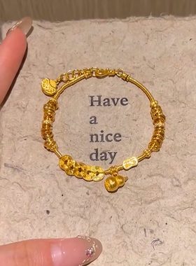 新中式黄金色葫芦盘缠手链古法小众高级感手串国风精致轻奢手饰