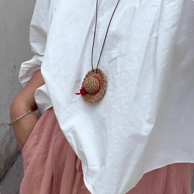 适合夏天!可爱小草帽项链独特创意小众时尚百搭长款颈链配饰叠戴