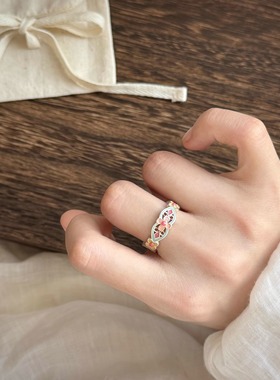 「满栀」花满筑描金珐琅彩戒指