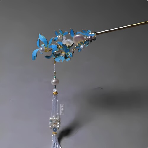 新中式复古蓝色花影流苏发簪古典雅致气质东方美学发饰女2025新款