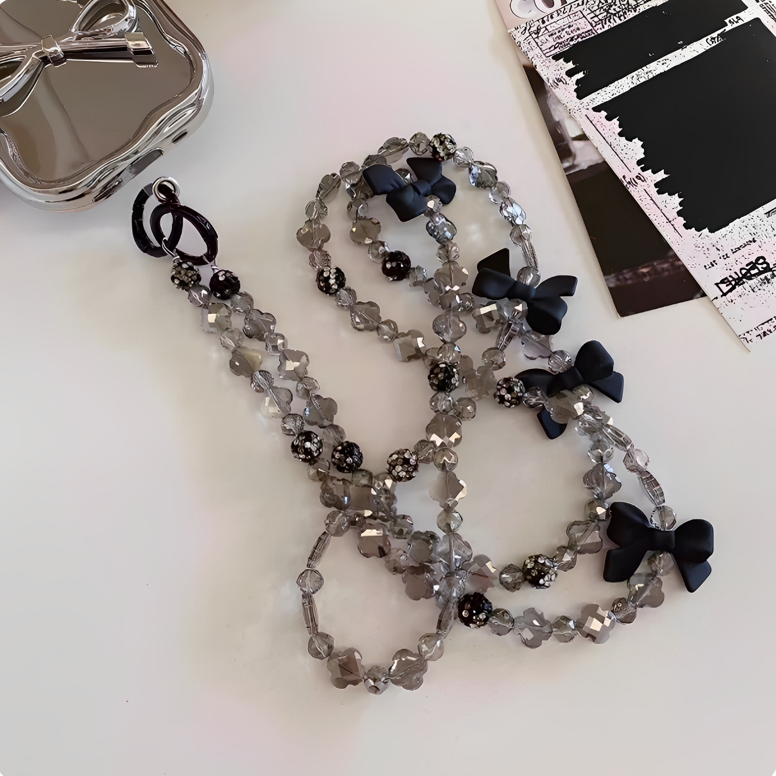 手机挂绳斜挎可背高端挂链女2025年新款夹片挂脖携带神器超闪链条