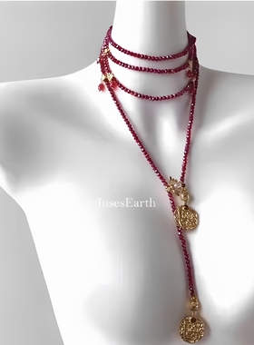 尼罗河腰链毛衣链长项链黑色能量石水晶腰带腰封时尚百搭多带配饰