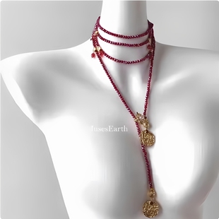 尼罗河腰链毛衣链长项链黑色能量石水晶腰带腰封时尚百搭多带配饰