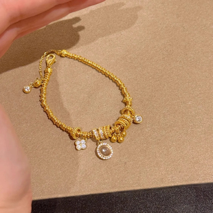 「富家千金」新中式四叶草金色盘缠手链精致复古龙心同款气质手饰