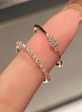 清冷感极细璀璨星河锆石戒指女精致轻奢小众ins气质高级感食指戒