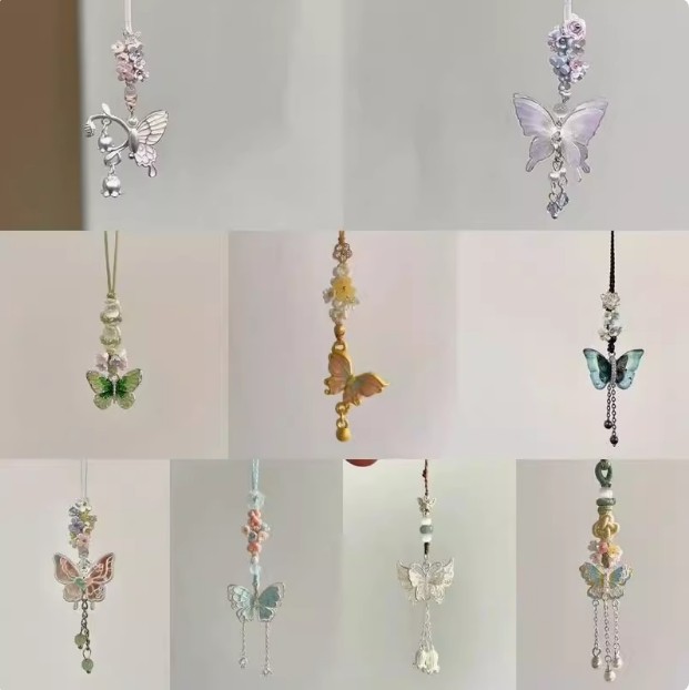 国风高颜值小蝴蝶手机链包挂手机挂件新中式手工编绳钥匙扣送礼物