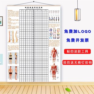 体态评估图健身房体测表瑜伽私教身体形体测N评脊椎修复墙壁画装