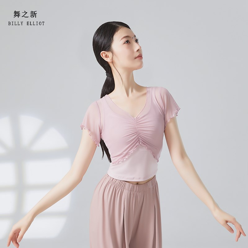 舞蹈上衣女款新款中国舞练功服短袖芭蕾形体训练服现代.古典舞服