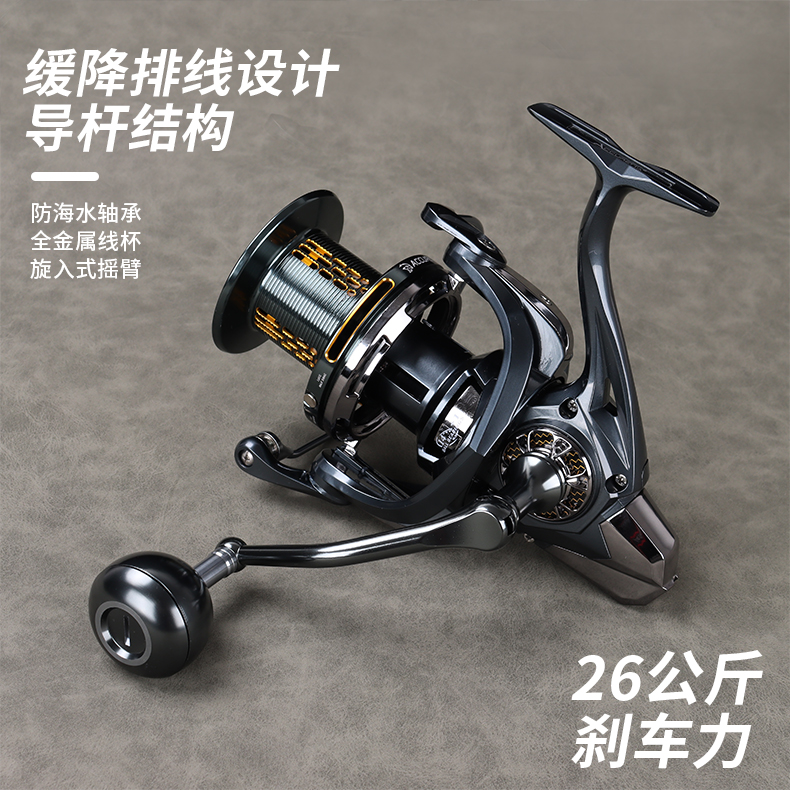 岛远投轮缓降渔轮锚鱼轮10000紧密排线金属无间隙渔线轮纺车轮