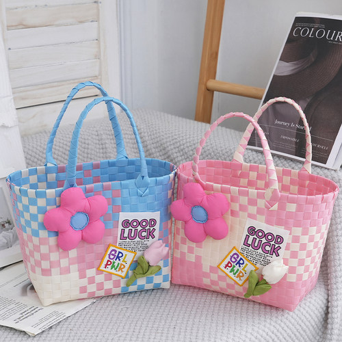 彩色编织包菜篮子清新甜美大容量