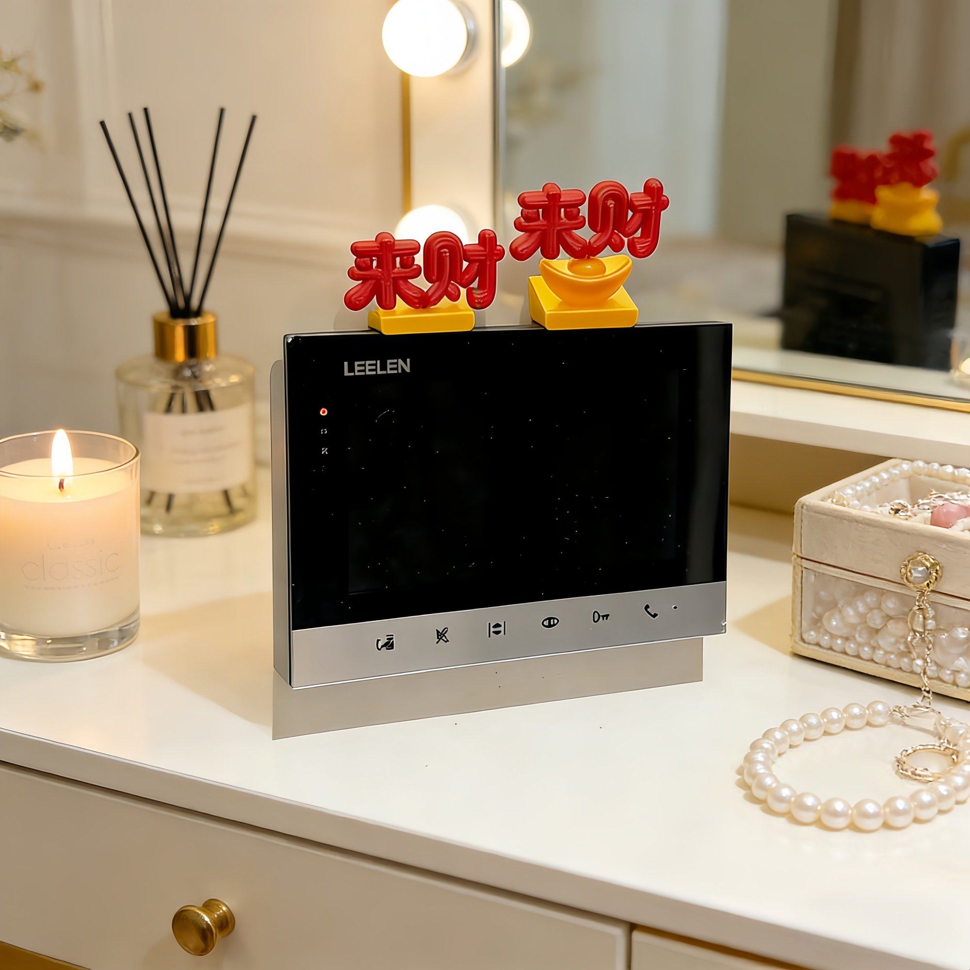 来财可视门铃装饰玄关摆件客厅新年桌面装饰品2026卡通遮丑神器