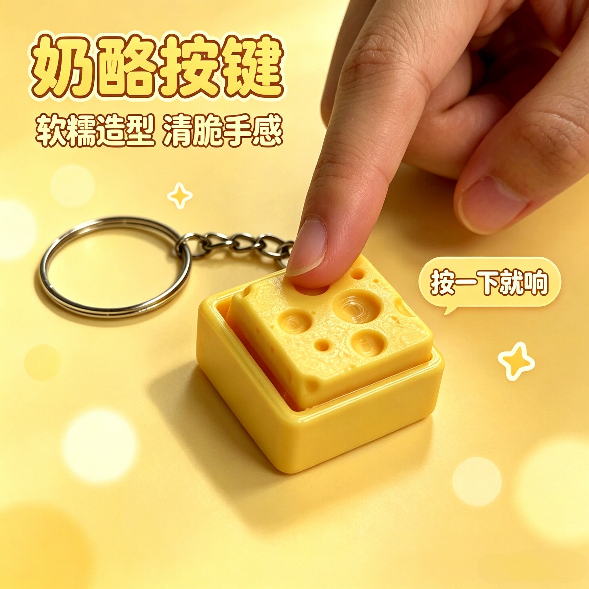 3D打印奶酪按键解压钥匙扣