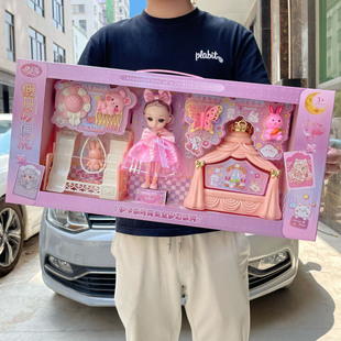 儿童仿真过家家公主芭芘洋娃娃饰品玩具女孩套装教培机构大礼品盒