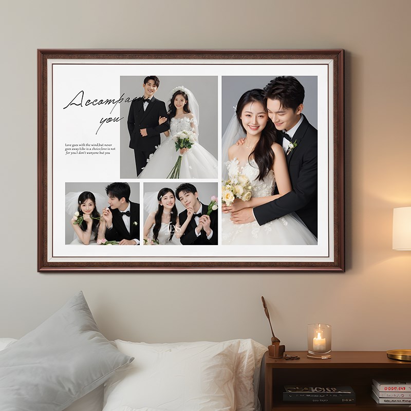 定制婚纱照相框挂墙照片r放大制作洗结婚照加打印多宫格全家福相
