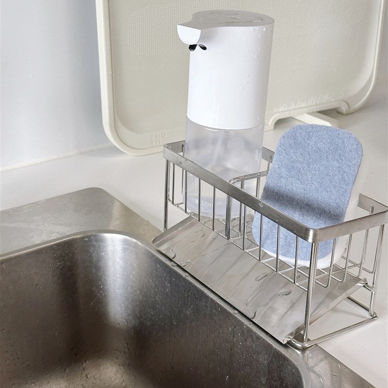 不锈钢厨房洗碗海绵沥水架t置物架篮子水槽洗洁精抹布窄台面收纳