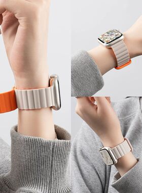 适用OPPOwatchx/x2MINI3se撞色反扣磁吸硅胶手表带运动watch34pro