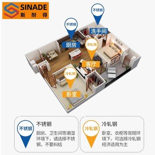 35宽二b节钢珠轨道静音抽屉滑轨滑道工业加厚3节双层304不锈钢导