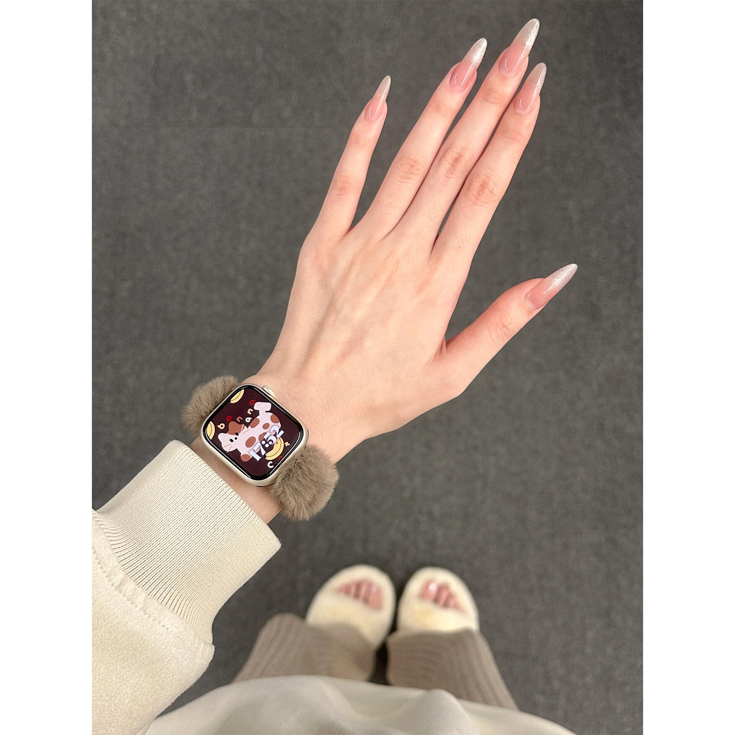 适用苹果s11表带新款防兔毛舒适