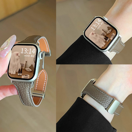 S11苹果手表带荔枝纹S10女款真皮