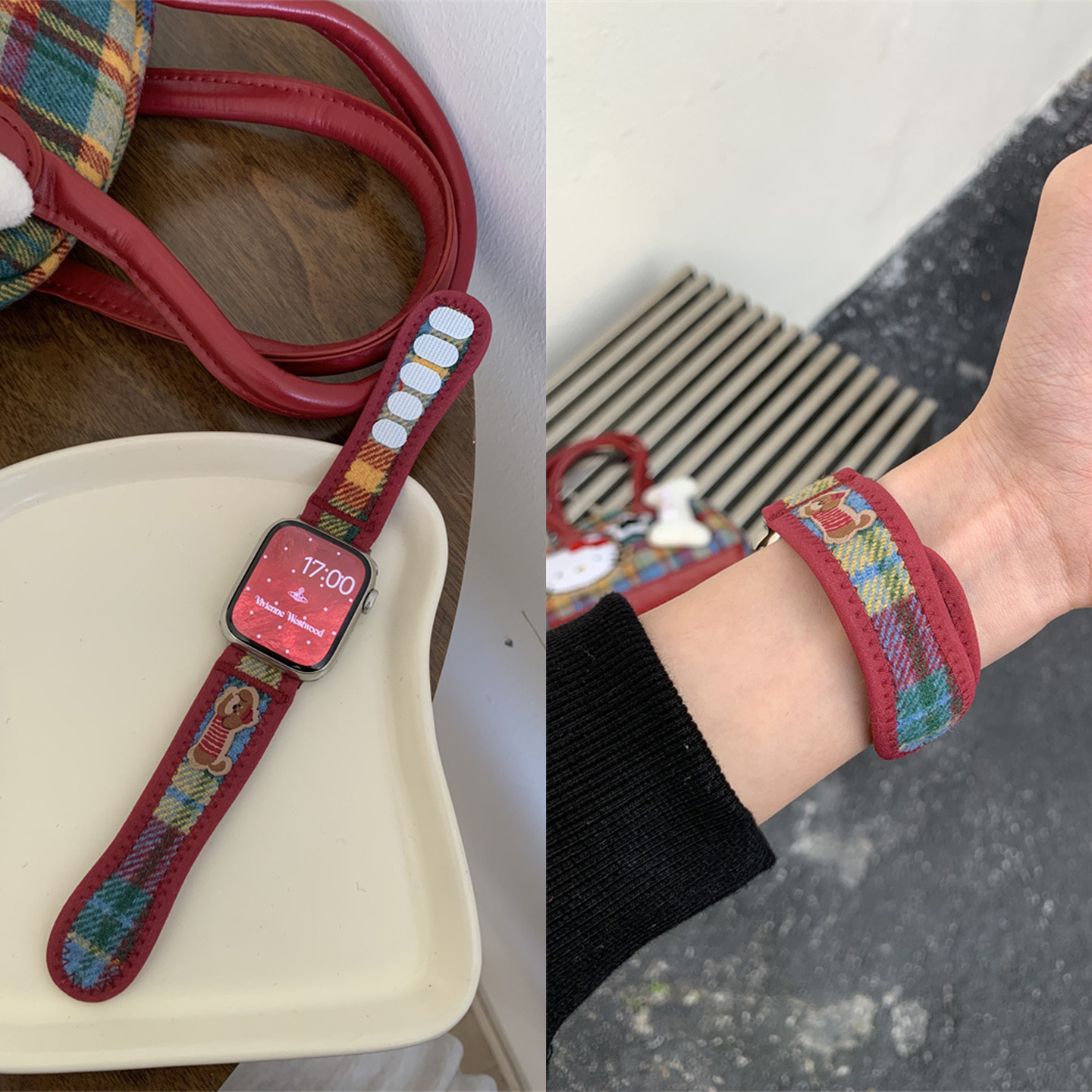 适用苹果s11尼龙回环魔术贴表带