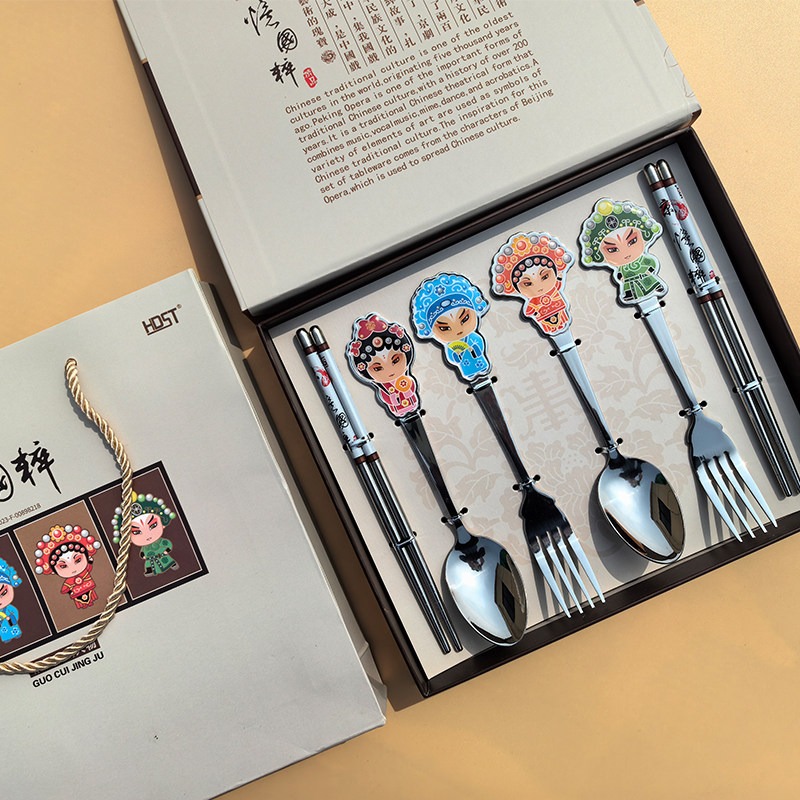 中国风戏曲京剧脸谱餐具套装伴手礼公司年会商务礼品北京特色礼物