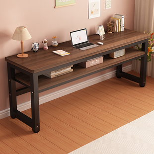 实木台式电脑桌卧室家用长条桌简易长条桌办公桌学生双层书桌桌子