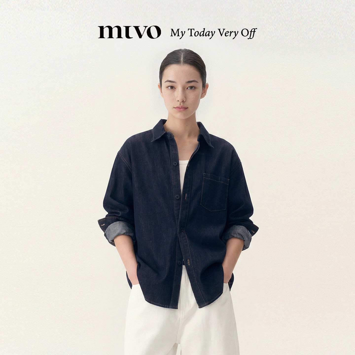 MTVO日常百搭牛仔衬衫图片