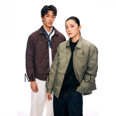 mtvo冬季衬衫式羽绒服男女同款