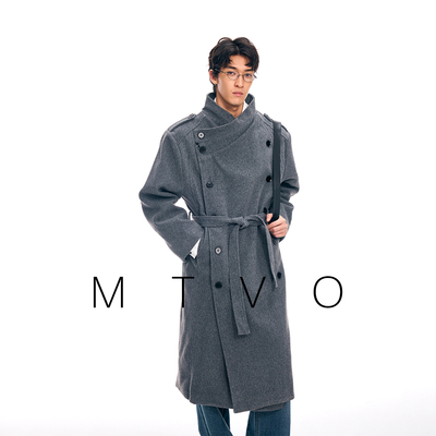 毕雯珺同款mtvo2025新款秋冬双排扣立领毛呢长款大衣外套保暖情侣