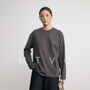 t恤情侣 男女春夏休闲百搭新款 MTVO2025年纯色长袖 上衣体恤打底衫