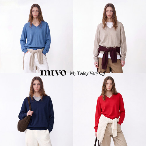 【MTVO】绵羊毛V领针织衫