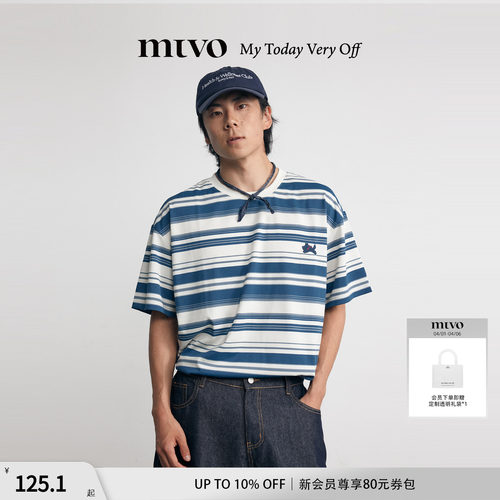 MTVO2025年夏季复古撞色条纹T恤