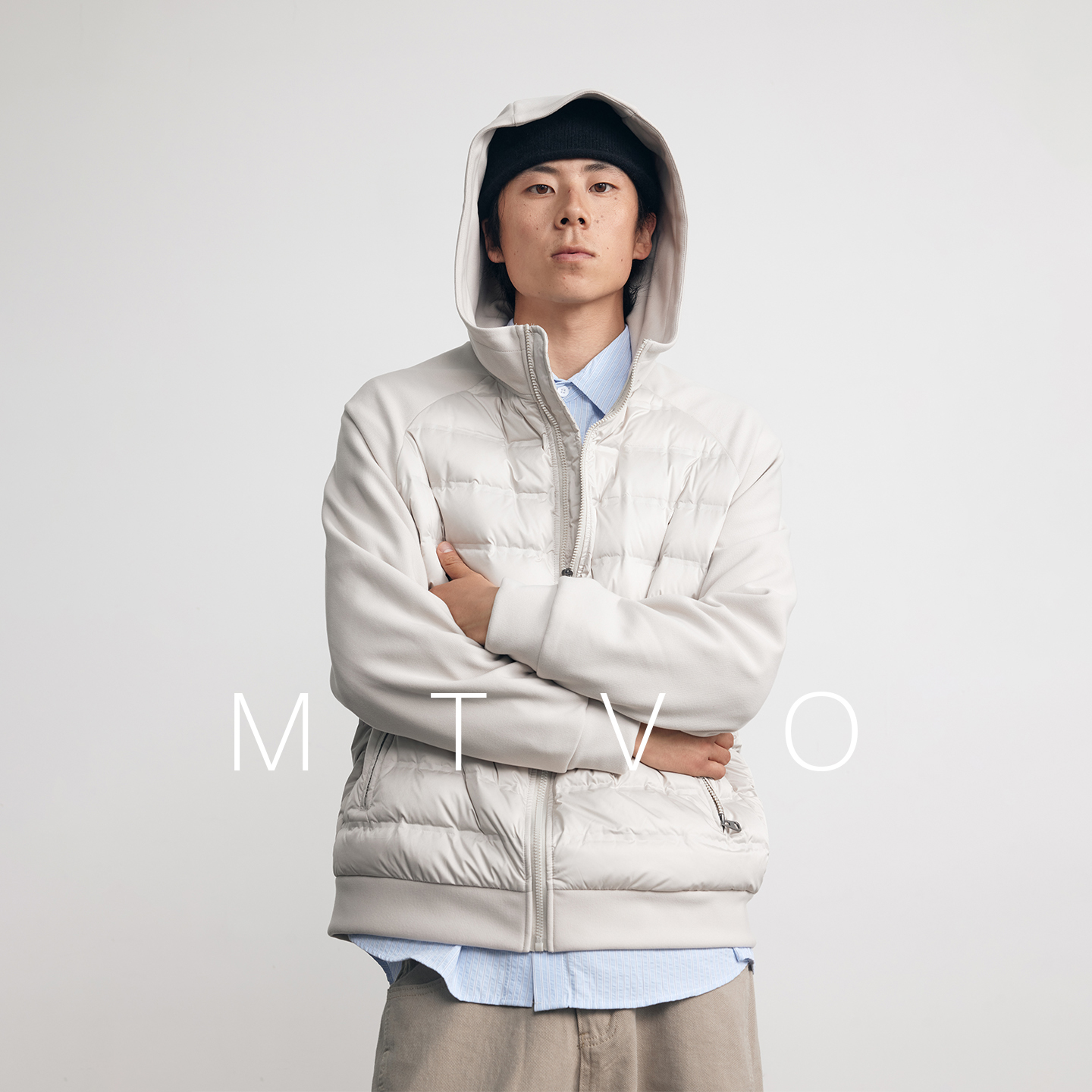 MTVO2025新款冬季宽松轻薄连帽90鹅绒羽绒服女拼接加绒加厚外套男