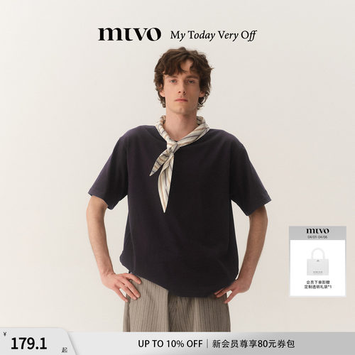 【MTVO】优雅领巾T恤短袖