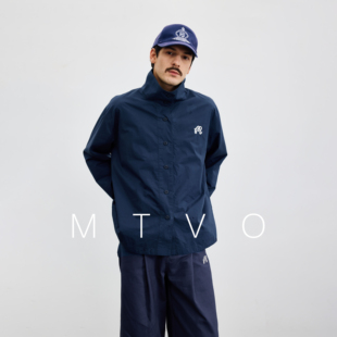 赖伟明同款MTVO2025年秋季新品立领衬衫男刺绣长袖oversize外套