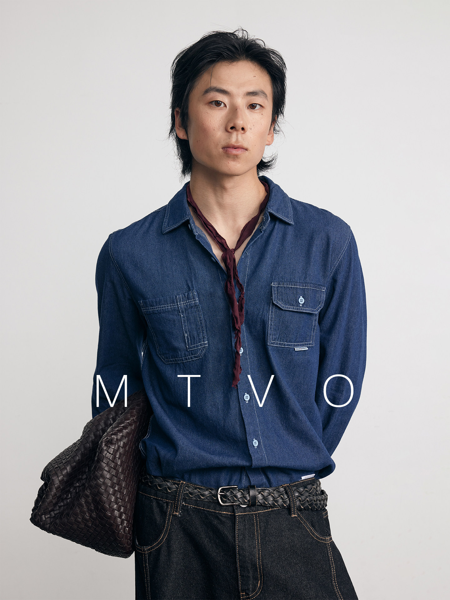 MTVO2025男士外套春秋款美式覆古百搭耐磨长袖宽松深蓝牛仔衬衫女