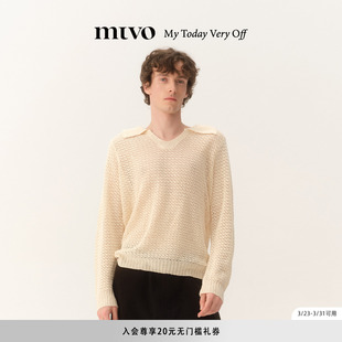 mtvo2026年春季 网眼翻领长线t恤男套头通勤百搭春夏上衣女 新品