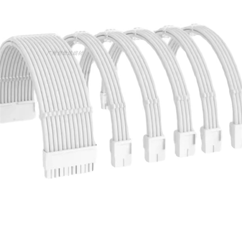 白色尼龙b编织网 显卡8Pin延长线  主板24针加长线 CPU8Pin延长线